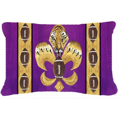 JENSENDISTRIBUTIONSERVICES Tiger Football Fleur De Lis Indoor & Outdoor Fabric Decorative Pillow MI2554049